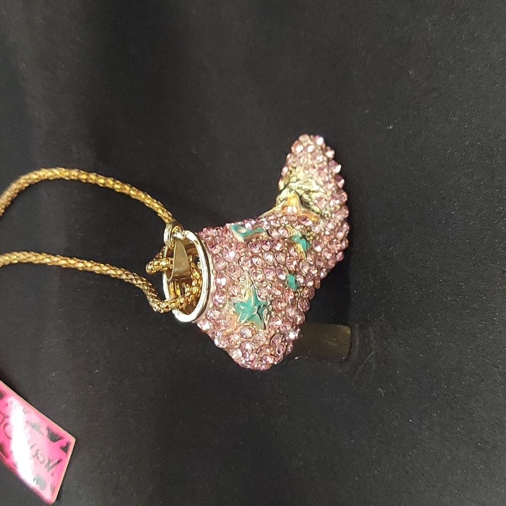 Betsey Johnson Pink Boot Pendant Necklace - Picture 3 of 6